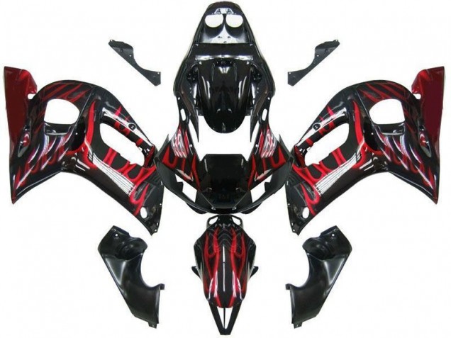 Noir Rouge Flamme Carénage Moto R6 1998-2002