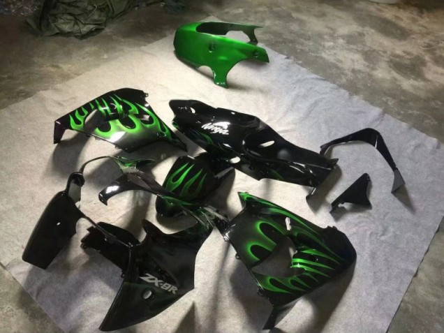 Noir Brillant Vert Flamme Carénage Moto ZX9R 2000-2001 Noir Brillant Vert Flamme Carénage Moto ZX9R 2000-2001
