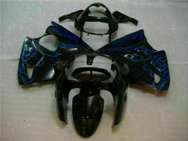 Noir avec Bleu Flamme Carénage Moto ZX6R 2000-2002