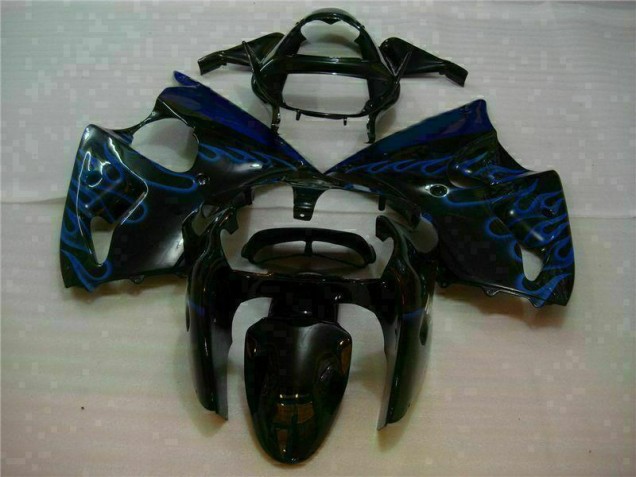 Noir avec Bleu Flamme Carénage Moto ZX6R 2000-2002 Noir avec Bleu Flamme Carénage Moto ZX6R 2000-2002