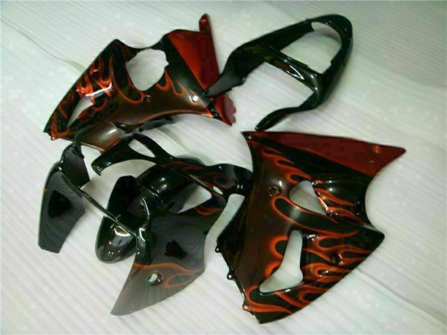 Noir Rouge Flamme Carénage Moto ZX6R 2000-2002 Noir Rouge Flamme Carénage Moto ZX6R 2000-2002