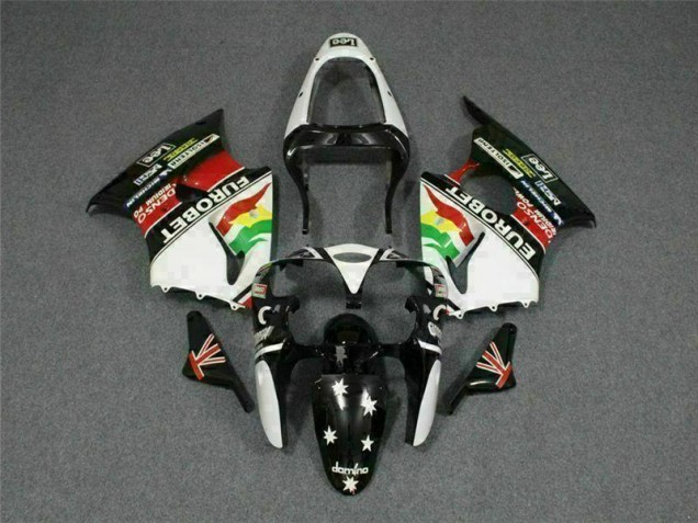Noir Blanc Eurobet Carénage Moto ZX6R 2000-2002 Noir Blanc Eurobet Carénage Moto ZX6R 2000-2002