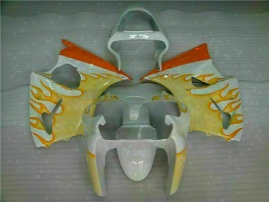 Blanc Jaune Flamme Carénage Moto ZX6R 2000-2002