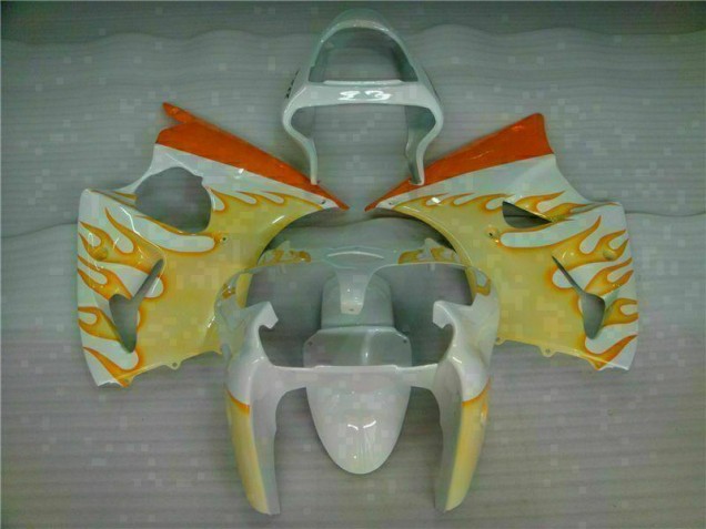 Blanc Jaune Flamme Carénage Moto ZX6R 2000-2002