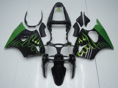 Noir avec Vert Flamme Carénage Moto ZX6R 2000-2002