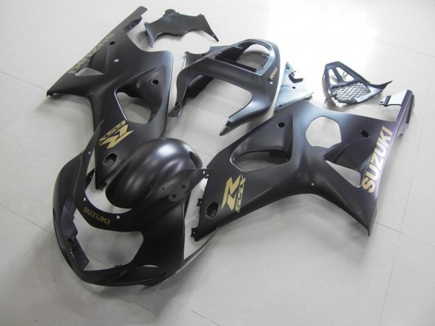 Tout Noir mat avec Décalque doré Carénage Moto GSXR 1000 K1 2000-2002