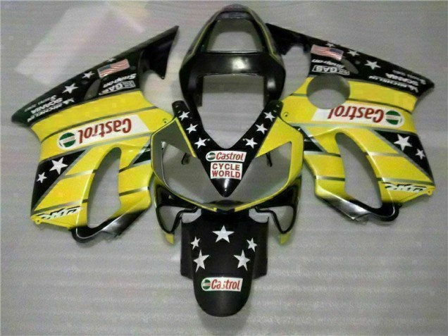 Jaune Noir Castrol Cycle World Carénage Moto CBR 600 F4i 2001-2003 Jaune Noir Castrol Cycle World Carénage Moto CBR 600 F4i 2001-2003