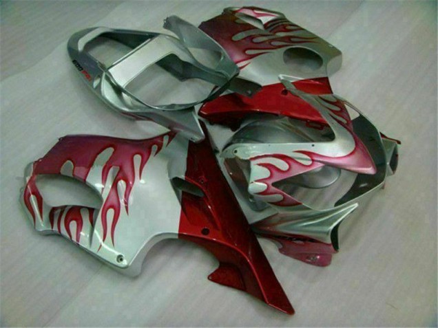 Rouge Flamme Argent Carénage Moto CBR 600 F4i 2001-2003 Rouge Flamme Argent Carénage Moto CBR 600 F4i 2001-2003