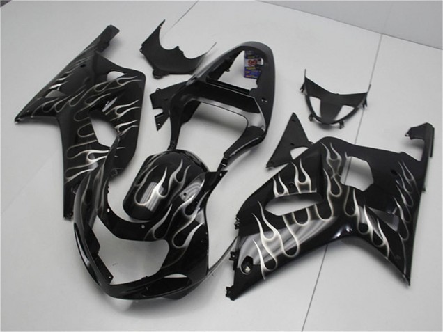 Noir Blanc Flamme Carénage Moto GSXR 600 / 750 K1 K2 K3 2001-2003 Noir Blanc Flamme Carénage Moto GSXR 600 / 750 K1 K2 K3 2001-2003