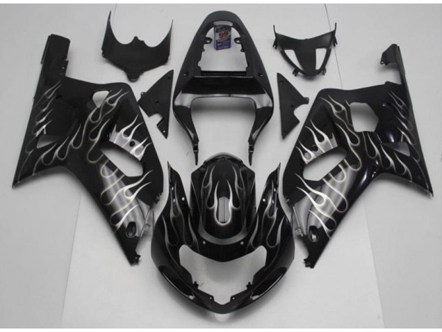 Noir Blanc Flamme Carénage Moto GSXR 600 / 750 K1 K2 K3 2001-2003 Noir Blanc Flamme Carénage Moto GSXR 600 / 750 K1 K2 K3 2001-2003