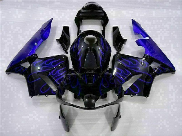Noir avec Bleu Flamme Carénage Moto CBR 600 RR 2003-2004 Noir avec Bleu Flamme Carénage Moto CBR 600 RR 2003-2004