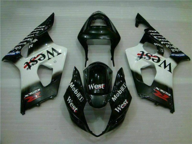 Blanc Noir Kit Carénages Motos Complet GSXR 1000 K3 2003-2004
