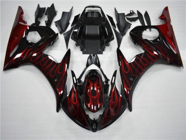 Noir Rouge Flamme Carénage Moto R6 2003-2005