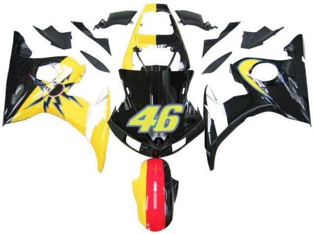Noir Jaune N° 46 Carénage Moto R6 2003-2005 Noir Jaune N° 46 Carénage Moto R6 2003-2005