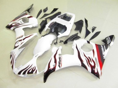 Blanc et Flamme Carénage Moto R6 2003-2005