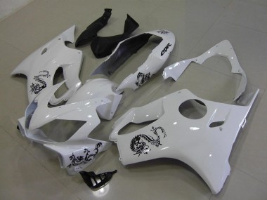Blanc avec Noir Dragon Carénage Moto CBR 600 F4i 2004-2007