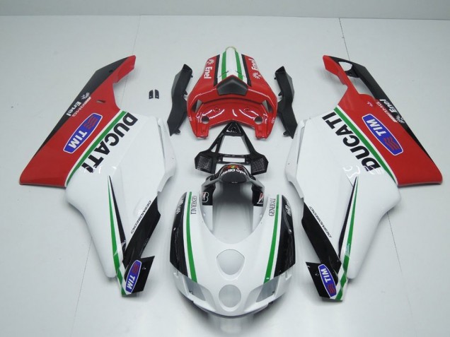 Blanc Rouge Enel Carénage Moto Ducati 749 999 2005-2006 Blanc Rouge Enel Carénage Moto Ducati 749 999 2005-2006
