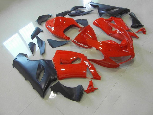 Rouge et Noir Mat Carénage Moto ZX6R 2005-2006 Rouge et Noir Mat Carénage Moto ZX6R 2005-2006