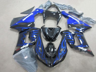 Noir Bleu Flamme Ninja 636 Carénage Moto ZX6R 2005-2006