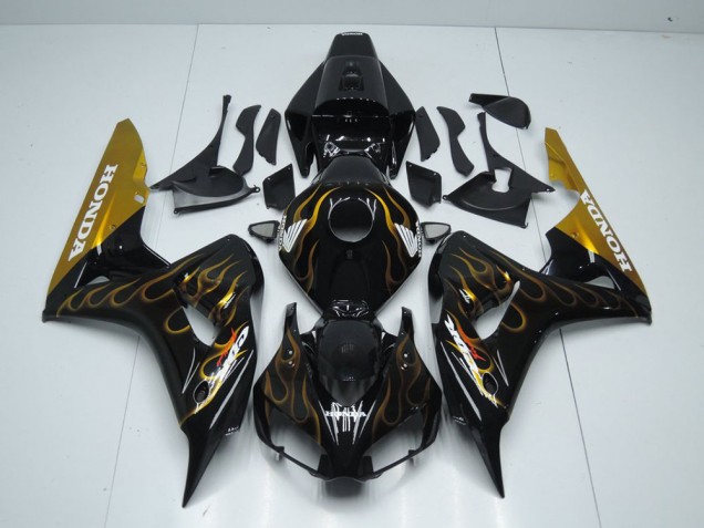 Noir Or Flamme Carénage Moto CBR 1000 RR 2006-2007 Noir Or Flamme Carénage Moto CBR 1000 RR 2006-2007