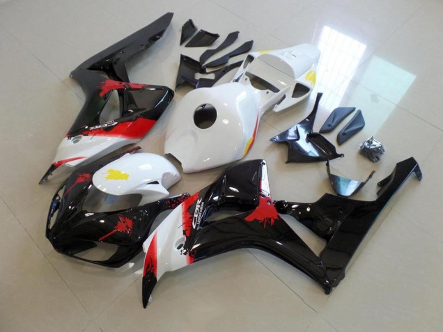 Blanc Noir avec No Décalque Carénage Moto CBR 1000 RR 2006-2007 Blanc Noir avec No Décalque Carénage Moto CBR 1000 RR 2006-2007