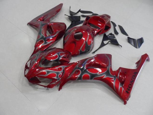 Rouge Argent Flamme Carénage Moto CBR 1000 RR 2006-2007 Rouge Argent Flamme Carénage Moto CBR 1000 RR 2006-2007