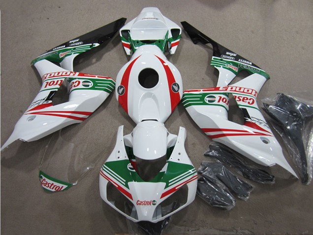 Blanc Vert Rouge Castrol Carénage Moto CBR 1000 RR 2006-2007 Blanc Vert Rouge Castrol Carénage Moto CBR 1000 RR 2006-2007