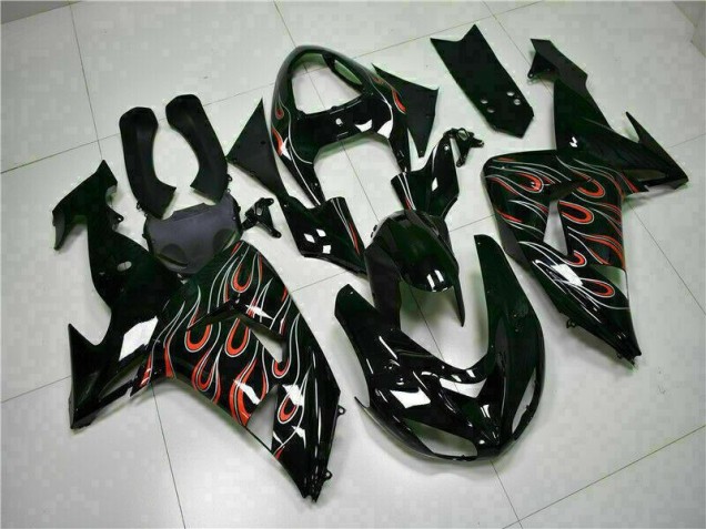 Noir Rouge Flamme Carénages Moto ZX10R 2006-2007 Noir Rouge Flamme Carénages Moto ZX10R 2006-2007