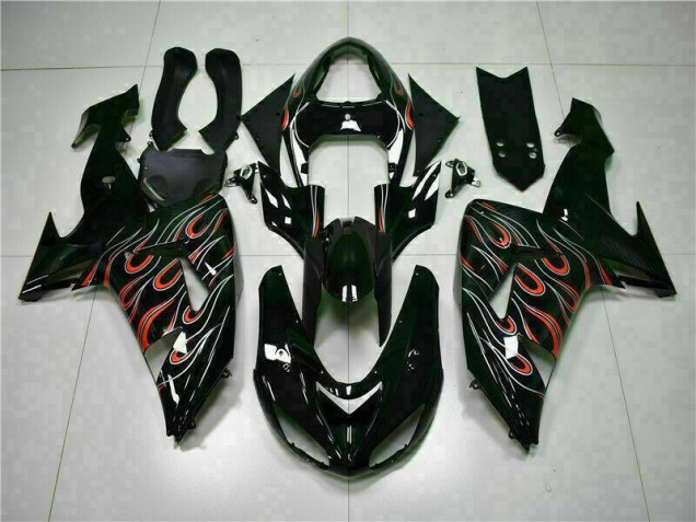 Noir Rouge Flamme Carénages Moto ZX10R 2006-2007 Noir Rouge Flamme Carénages Moto ZX10R 2006-2007