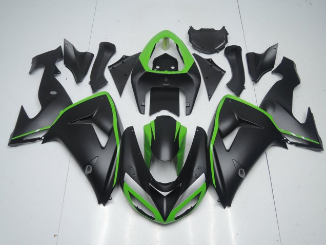 Noir Mat avec Ligne Verte Carénage Moto ZX10R 2006-2007