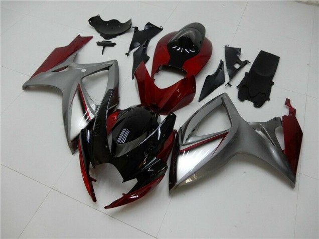 Rouge Argent Carénage Moto GSXR 600 / 750 K6 2006-2007 Rouge Argent Carénage Moto GSXR 600 / 750 K6 2006-2007