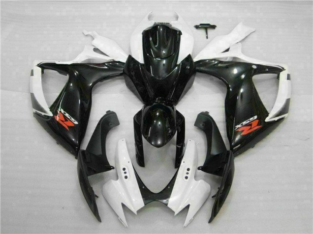 Blanc Noir Carénage Moto GSXR 600 / 750 K6 2006-2007 Blanc Noir Carénage Moto GSXR 600 / 750 K6 2006-2007