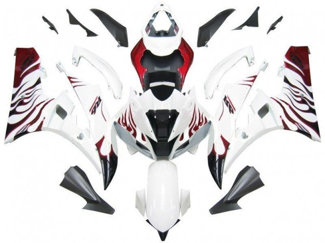 Blanc Rouge Flamme Carénage Moto R6 2006-2007 Blanc Rouge Flamme Carénage Moto R6 2006-2007