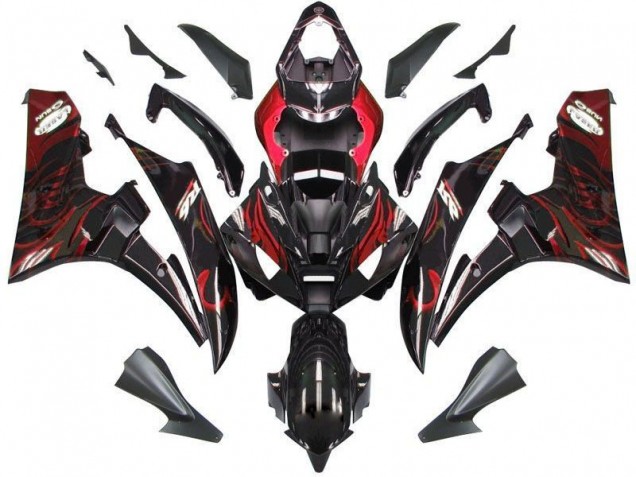 Noir Rouge Flamme Carénage Moto R6 2006-2007 Noir Rouge Flamme Carénage Moto R6 2006-2007