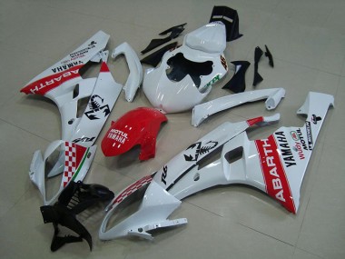 Blanc Rouge Abarth Carénage Moto R6 2006-2007