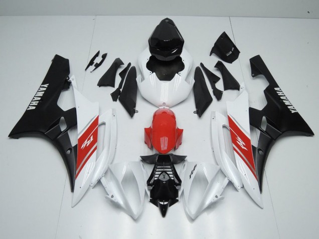 Blanc Rouge et Noir Mat Carénage Moto R6 2006-2007 Blanc Rouge et Noir Mat Carénage Moto R6 2006-2007