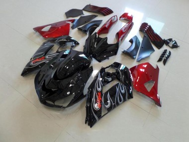 Noir Nd Rouge Argent Flamme Carénage Moto ZX14R ZZR 1400 2006-2011