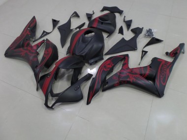 Noir Mat Rouge Crâne avec Bande Carénage Moto CBR 600 RR 2007-2008