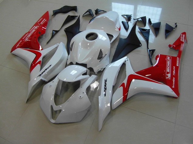 Blanc Rouge Courses Version Carénage Moto CBR 600 RR 2007-2008 Blanc Rouge Courses Version Carénage Moto CBR 600 RR 2007-2008
