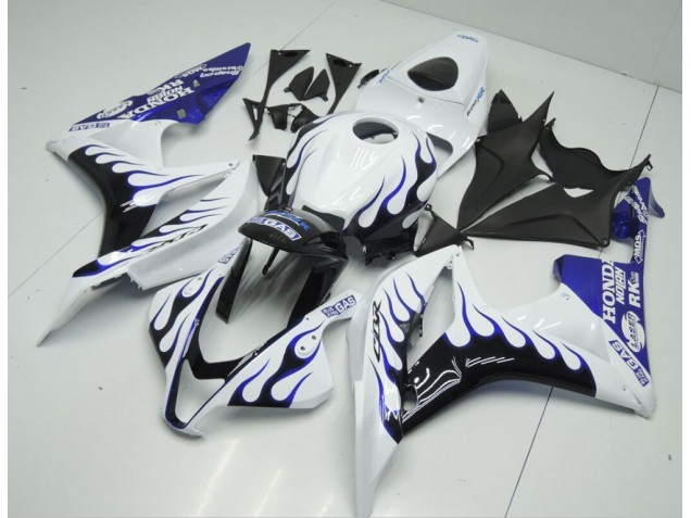 Blanc Bleu Flamme Carénage Moto CBR 600 RR 2007-2008
