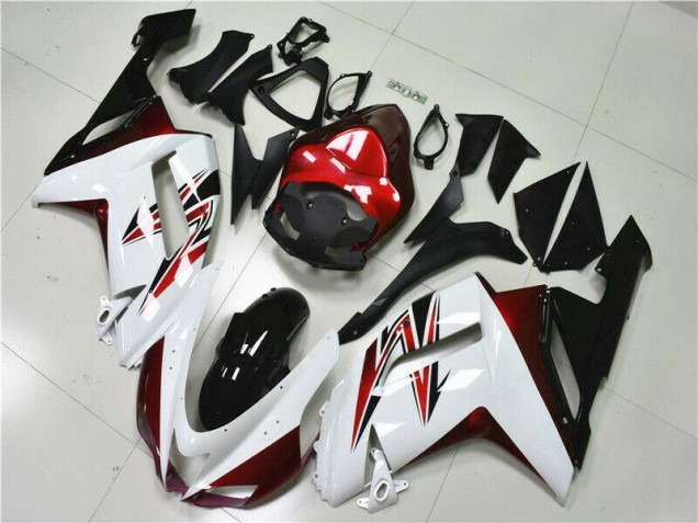 Blanc Noir Rouge Carénage Moto ZX6R 2007-2008 Blanc Noir Rouge Carénage Moto ZX6R 2007-2008