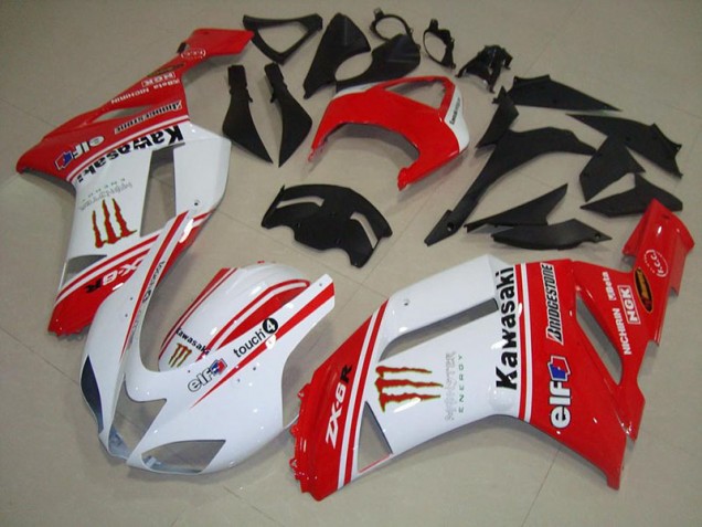 Rouge et Blanc Carénage Moto ZX6R 2007-2008 Rouge et Blanc Carénage Moto ZX6R 2007-2008