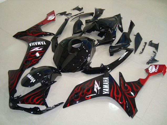 Noir Brillant Flamme Carénage Moto R1 2007-2008
