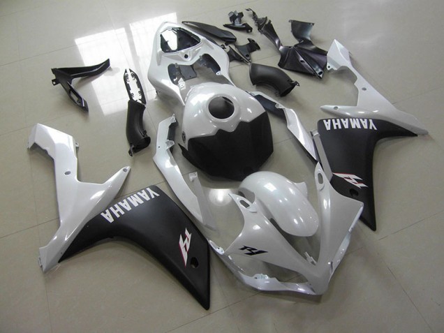 Blanc Nacré Noir Mat Carénage Moto R1 2007-2008 Blanc Nacré Noir Mat Carénage Moto R1 2007-2008