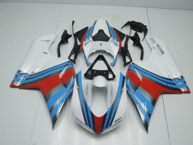 Bleu Blanc Rouge Carénage Moto Ducati 848 1098 1198 2007-2014