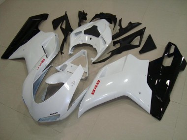 Blanc Nacré Noir Carénage Moto Ducati 848 1098 1198 2007-2014