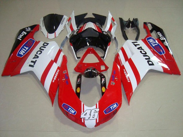 Rouge Blanc 46 Carénage Moto Ducati 848 1098 1198 2007-2014
