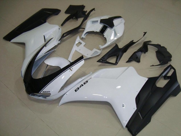 Blanc Noir Mat Carénage Moto Ducati 848 1098 1198 2007-2014 Blanc Noir Mat Carénage Moto Ducati 848 1098 1198 2007-2014