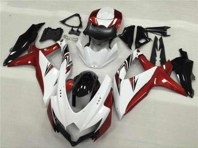 Blanc Rouge Noir Carénage Moto GSXR 600 / 750 K8 2008-2010 Blanc Rouge Noir Carénage Moto GSXR 600 / 750 K8 2008-2010