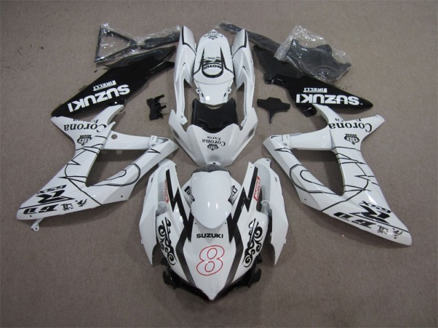 Blanc Noir Corona Extra Motul 8 Carénage Moto GSXR 600 K8 2008-2010 Blanc Noir Corona Extra Motul 8 Carénage Moto GSXR 600 K8 2008-2010